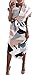 PRETTODAY Women Summer Dress Short Sleeves Elasticated Waist Belt Lattice Long Skirt