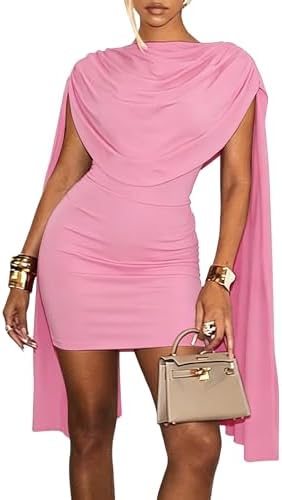 pleated cape sleeve bodycon elegant midi dress Cape Sleeve Bodycon Midi Dress Pleated Cape Sleeves Bodycon Midi Dress For Women At Saudi Styli