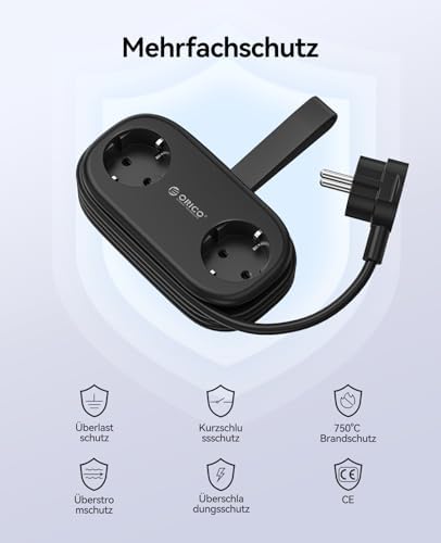 AP3 Reise Steckdosenleiste USB‑C PD 20W Schwarz