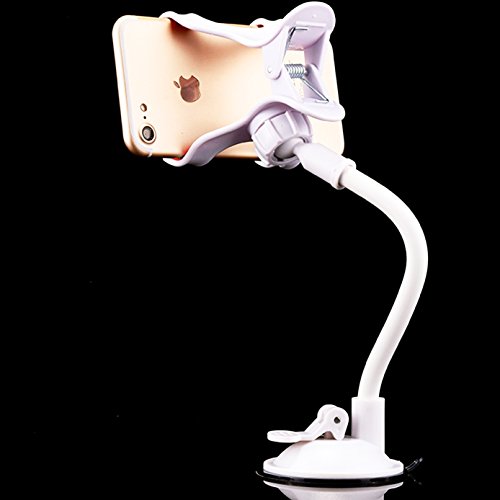 Car Mount Cradle,CaseHQ Long Arm Clamp Universal Windshield Dashboard Double Clip Strong Suction Cup Cell Phone Holder for iPhone 8 8 Plus X 7 7 Plus 6 6 Plus Galaxy S5 S6 S7 S8 Google LG huawei-white