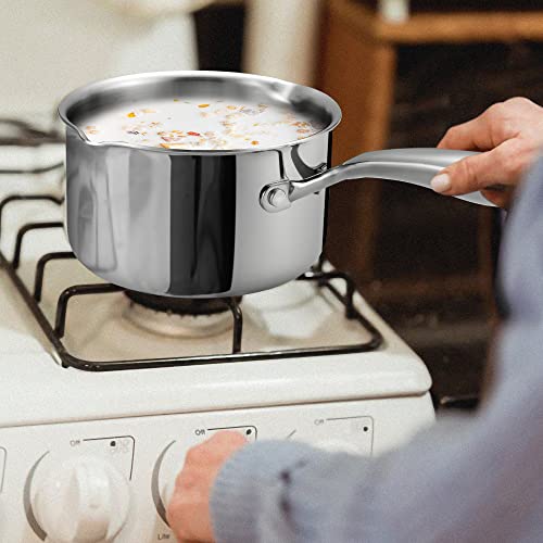 Stainless Steel Saucepan with Glass Lid, 4 Quart Multipurpose Sauce Pan