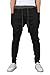 Mooncolour Men's Casual Jogging Harem Pants with Pockets, Medium, Black
