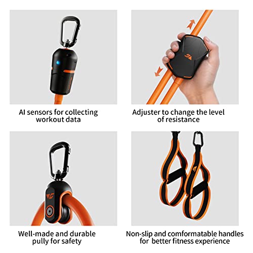 WeGym Resistance Training Bands , Smart APP Control All-in-one Fitness Trainer, Portable Home Gym System Full-Body Workout Adjustable Resistance Straps Set with Online Workout Guide Course