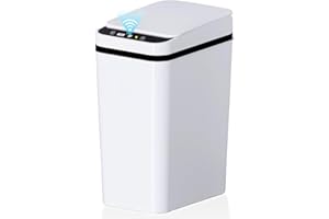 Bathroom Trash Can with Lid Touchless Automatic Garbage Can, 2.6 Gallon Slim Waterproof Motion Sensor Smart Trash Can, Small 