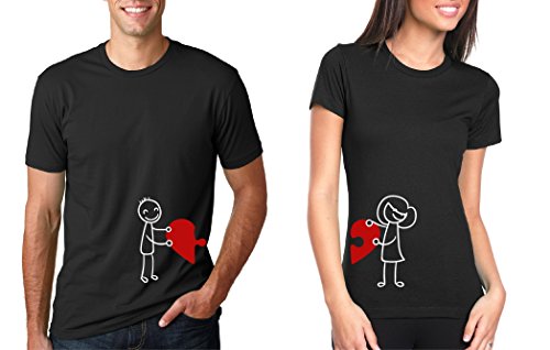 Valentines Day His And Hers T-shirt Puzzle Hearts Couple Gift