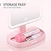 EASEHOLD Lighted Vanity Mirror LED Make Up Mirror Table 10.7 in with 37 LED Lights Detachable 10X Magnifying Spot Mirror Stepless Dimming 180 Degree Rotation Countertop Cosmetic Bathroom (Pink)