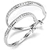 Amazon Collection Sterling Silver Cubic Zirconia Channel Set Hoop Earrings