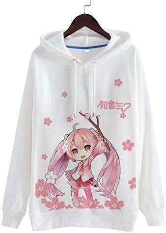 VOCALOID 2 Cute Miku Hatsune Cosplay Costume Anime White Hoodie (XL, WT)