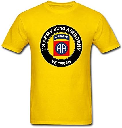 YYShirt Men's 82nd Airborne Division Subdued Veteran Logo Short Sleeve T-Shirt Medium Yellow