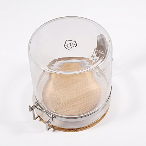 Food Storage Jar, 18.58 FL OZ (550 ML), 77L Glass Food Storage Jar with Airtight Seal Bamboo Lid, Snap-Fit White Glass Food Storage Canister for Serving Tea, Coffee, Spice and More