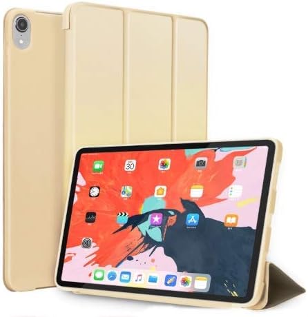 Cazcase TPU Soft Back Stand Smart Cover (Support Pencil Charging) Auto Sleep Wake Folio Lightweight Protective Cover for Apple iPad Pro 11" 2018(A1980, A1934, A2013, A1979) (Gold)