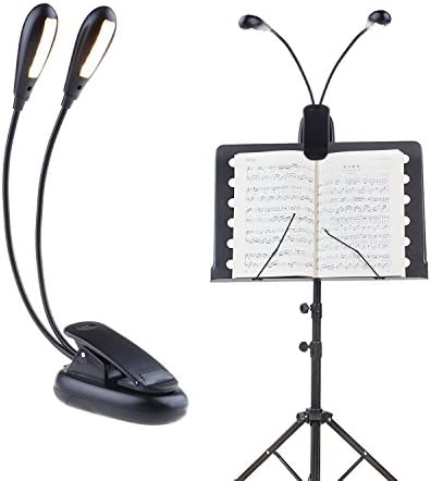 Warm Music Stand Light Clip On Book Reading Light 5 Brightness Level 10 LED Desk Lamp USB and Battery Operated for Piano DJ Bed Headboard Car Travel