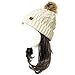 allydrew Winter Warm Soft Knit Beanie with Faux Fur Pom Pom, Mommy & Me Ivory Beanie