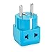 European Plug Adapter by Yubi Power 2 in 1 Universal Travel Adapter with 2 Universal Outlets - 2 Pack - Blue - Shucko Type E / F for France, Germany, Spain, Sweden, Turkey, Ukraine and More!
