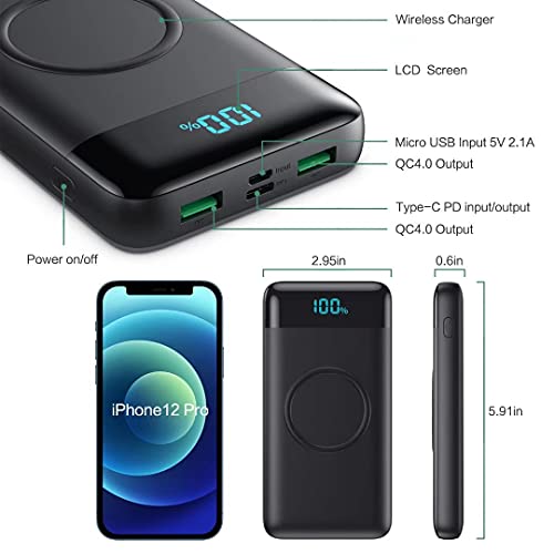 Wireless Portable Charger 30,800mAh 15W Wireless Charging 25W PD QC4.0