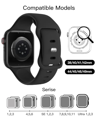Yoohoo Compatible with Apple Watch Strap 44 mm 40 mm 46 mm 45 mm 42 mm 41 mm 38 mm 49 mm Women Men Sports Silicone Compatible with Apple Watch Series 11 10 9 8 7 6 5 4 32 2 1 1SE Ultra 3 2 1