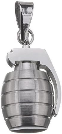 30mm X 13mm High Polished Steel Designer Hand Grenade Pendant Charm