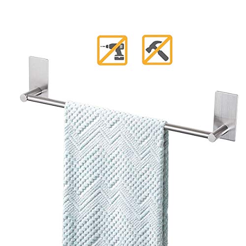 Songtec Bathroom Towel Bar 16inch, Easy Install with Self-Adhesive, NO Drilling on Walls, Premium SUS304 Stainless Steel - Brushed