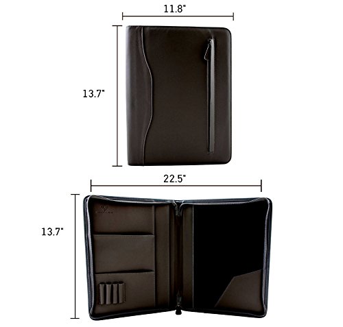 Professional leather Padfolios | Business Portfolio Document Organizer & Holder | Padfolio Case for Notepads, Pens, Phone, Documents, & Business Cards | Stylish black Portfolios Folders - Thumbnail 3