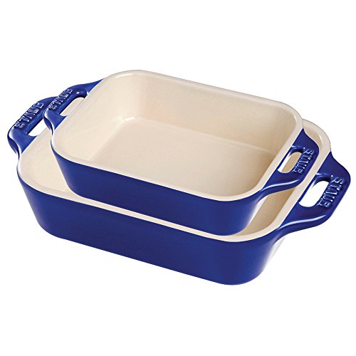 Staub Ceramic Rectangular Baking Dish Set, Dark Blue (2-Piece)