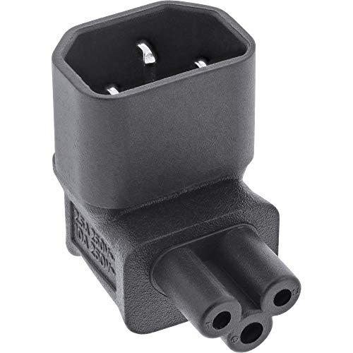 InLine® Adaptateur Secteur IEC 60320 C14 / C5 coudé vers Le Haut et vers Le Bas, 3 pôles, appareils froids/Notebook
