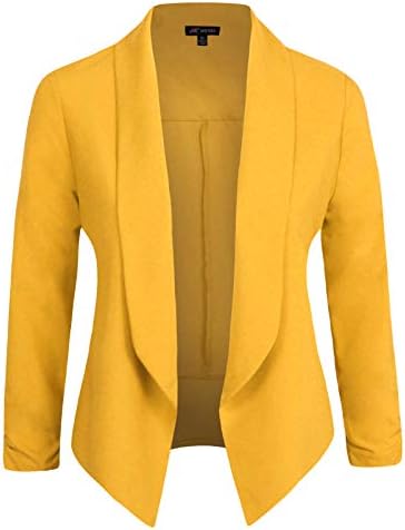 Michel Womens Casual Blazer Work Office Lightweight Stretchy Open Front Lapel Jacket Style Cardigan with Plus Size