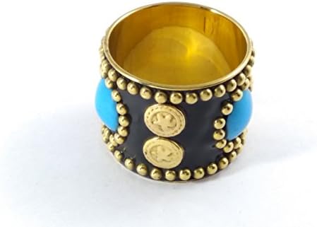 Handmade Round Colorful Napkin Rings Holder for Dinning Table Parties Everyday Blue Circle, Set of 6 by AUB