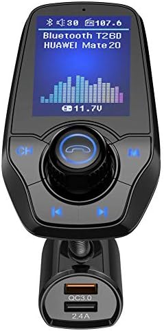 LFOEwpp7 Car FM Transmitter, T26 Car LCD Bluetooth MP3 Player FM Transmitter Hands-Free QC3.0 USB Charger Black