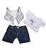 Silver "Sequined" Vest & Shirt w/Denim Pants Teddy Bear Clothes Outfit Fits Most 14" - 18" Build-a-bear, Vermont Teddy Bears, and Make Your Own Stuffed Animals