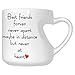 InterestPrint White Ceramic Best Friends Long Distance Heart-shaped Travel Coffee Mug Cup with Sayings, Best Friends Forever Never Apart Coffee Mug Mom Funny Unique Birthday Mother's Day Gifts