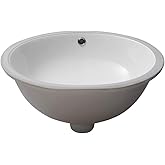 Sarlai Undermount Bathroom Sink - 19 x16 inch Oval Vessel Sink Under counter Lavatory Sink White Ceramic Vanity Sink with Ove