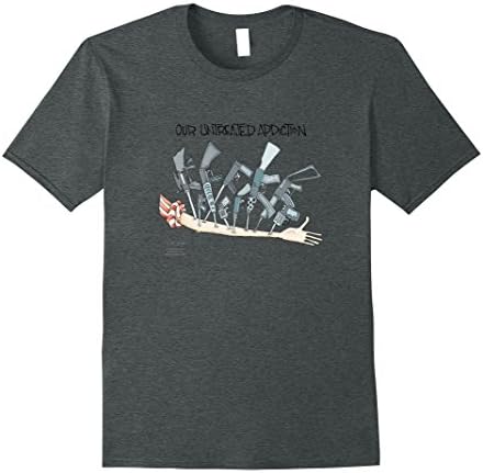 Mens Signe Wilkinson: American Gun Addiction T-Shirt XL Dark Heather