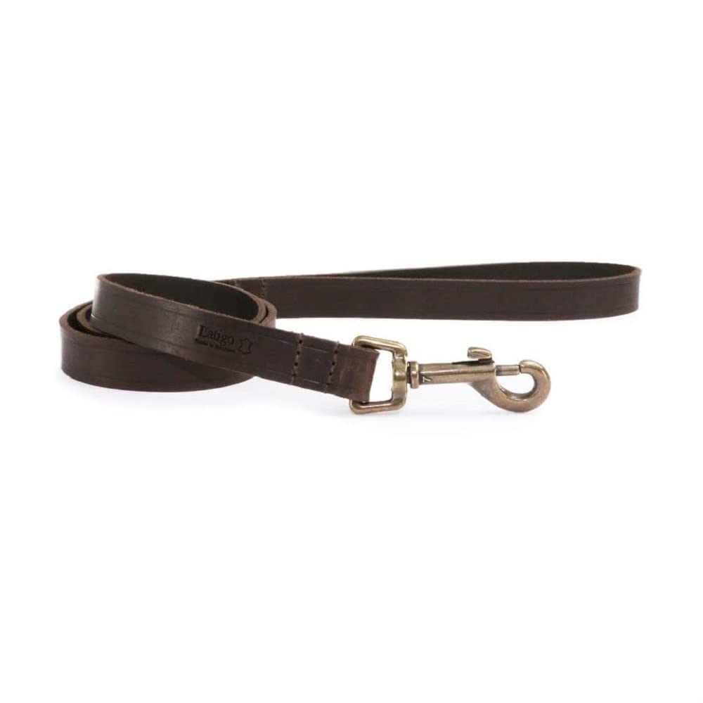 Ancol Latigo Leather Dog Lead Havana - Pet Training Accessory with Antique Gold Fixings Strong Resilient Material - 1.3m x 19mm