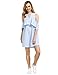 SheIn Women's Striped Ruffle Cold Shoulder Cutout Keyhole Dress Large Blue