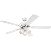 Westinghouse 7236400 Vintage Indoor Ceiling Fan with Light, 52 Inch, White