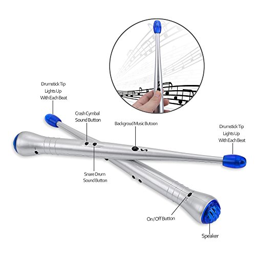 funwill Electronic Drumsticks - 1 Pair Lightweight Rhythm Sticks for Children Musical Toy Party Fun for Kids