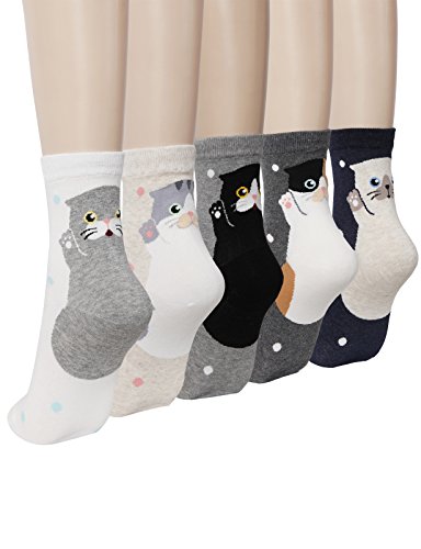 OSABASA Women Sweet Animal Socks 5Pack-Hi five Cat Touch (KWMS0415) - Thumbnail 2