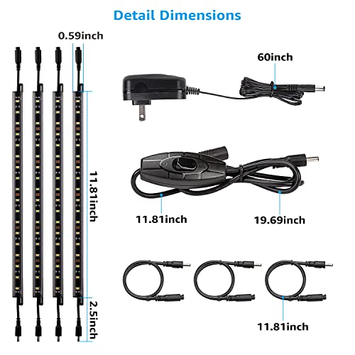 TORCHSTAR LED Safe Lighting Kit, 12" Linkable Light Bars + Rocker Switch + UL Power Adapter