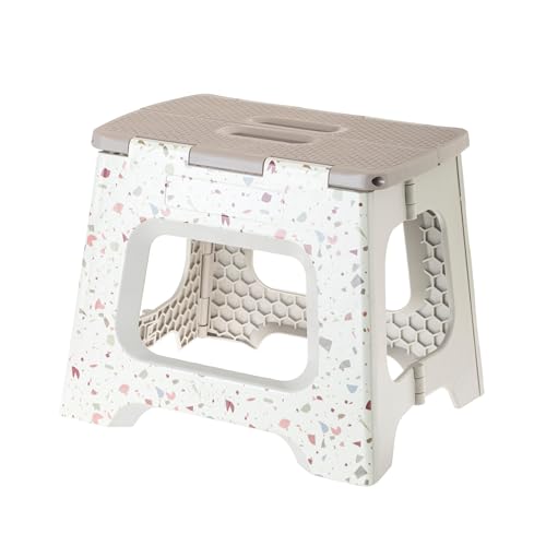 Vigar Compact Step Stool Foldable, 10-1/2-inch Step Stools for Adults up to 330 Pound, Lightweight Stool, Non-Slip Folding Step Stool, Terrazzo Body