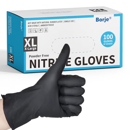 Borje Nitrile Gloves XL Black Disposable Gloves
