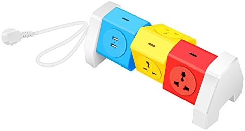Electric Power Strip 2500W – 5 Outlet Plugs with 2 USB Slot + 6.5ft Cord Wire Extension - Surge Protector Universal Socket Charging Station for PC, Laptops &amp; Mobile Devices Office 10A