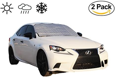 AllSeason Car Windshield Winter Snow Ice Cover Protection and UV Heat Sunshade for All Year Round (2 PACK)