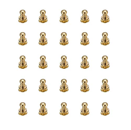 SummerHome Solid Brass Round Head Stud Screw Nail Rivet Button Screw Back Spots for Leather DIY,5mm,Pack of 25