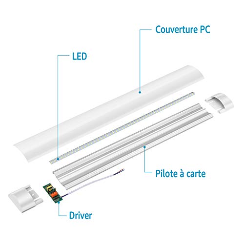 L'Home LED Feuchtraumleuchte 120CM 36W Ultraslim led Röhre Leuchtstofflamp mit 3600LM, 6500K, Wandleuchte, Garagenlampen… – Bild 8