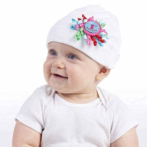 Mud Pie Baby-Girls First Christmas Hat, White, 12M