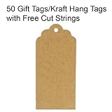 Wrapables 50 Gift Tags/Kraft Hang Tags with Free Cut Strings for Gifts Crafts and Price Tags, Scalloped Tag