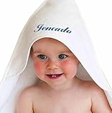 Jencarlo Boy Personalized Embroidered Cotton White Baby Bath Hooded Towel