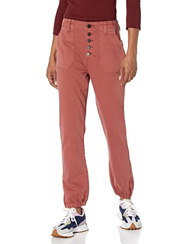 Paige Women's high Rise mayslie Exposed buttonfly in Vintage Burgundy dust