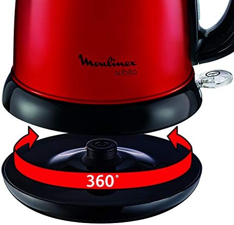 MOULINEX Bouilloire SUBITO rouge 1,7L Inox Bouilloire sans fil Résistance cachée Niveau d'eau visible BY540510