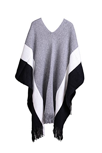 La Carrie Women's Shawl Wrap Fringe Poncho Cape Oversize Blanket Scarf Winter Cardigan Coat (WHITE)